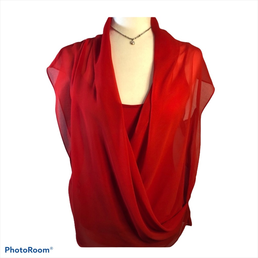 SANCTUARY RED CROSSOVER TOP With Red Camisole
